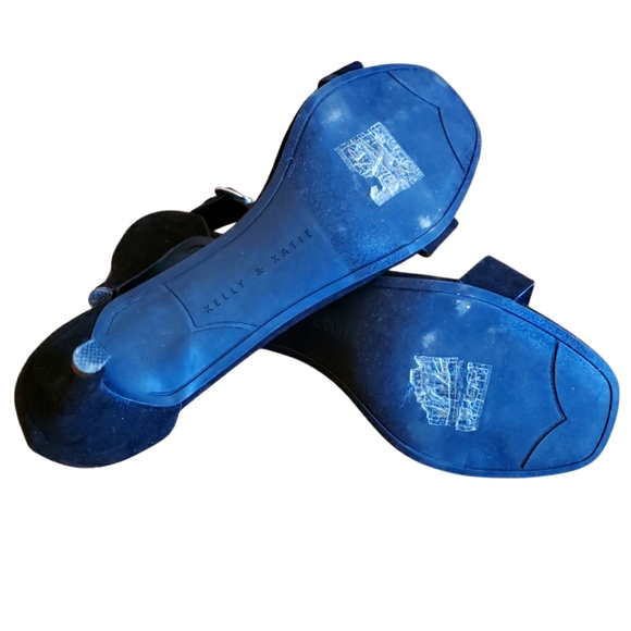 Kelly & Katie Zoola Black Suede Kitten Heel Sandals Size 7.5 - Picture 5 of 5